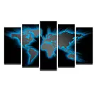 Unframed 5 Panels World Map Picture Print Painting Modern Canvas Wall Art for Wall Decor Home Decoration Artwork
