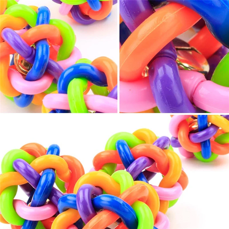 OnnPnnQ Colorful Dog Cat Food Toy Ball with Bell For Playing Squeak Sound Chew Funny Puppy Training Interactive Pet Supplies5