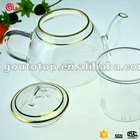 Heat resistant borosilicate decorative 100 % pure gold clear glass tea set