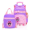 Hot sale 2019 cartoon pictures school bags scooter sample ad kids lovely trolley school bags set for girls
