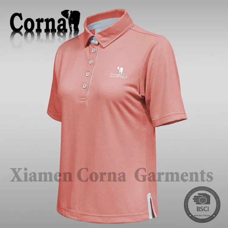 Short sleeves knitted 100% polyester quick dry polo shirt with low price