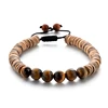 Hawaiian Fashion Charm Jewelry Beautiful Custom Style Coconut Wood Bead With Tiger Eye Wooden Bracelet