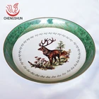 Nice price 12 inch green elegant round bulk ceramic wholesale dinner plates