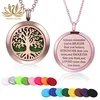Tree of Life Aromatherapy Necklace Essential Oil Diffuser Locket Pendant 20 25 30mm Custom Engraved Words with 20"inch Chain