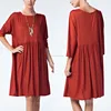 Simple Fashion Women Dresses Custom Modest Relaxed Fit One Piece Elegant Rust Shift Big Size Dresses For Ladies