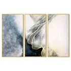 Abstract Golden 3 Panels Art Prints on Canvas Modern Decor