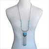 Women Jewelry Natural Stone long chain Pendant personality blue turquoise tassel necklace