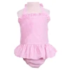 2018 hot selling 100 cotton seersucker ruffle hot summer girls baby bathing sets kids cute cheap swimming suits one piece