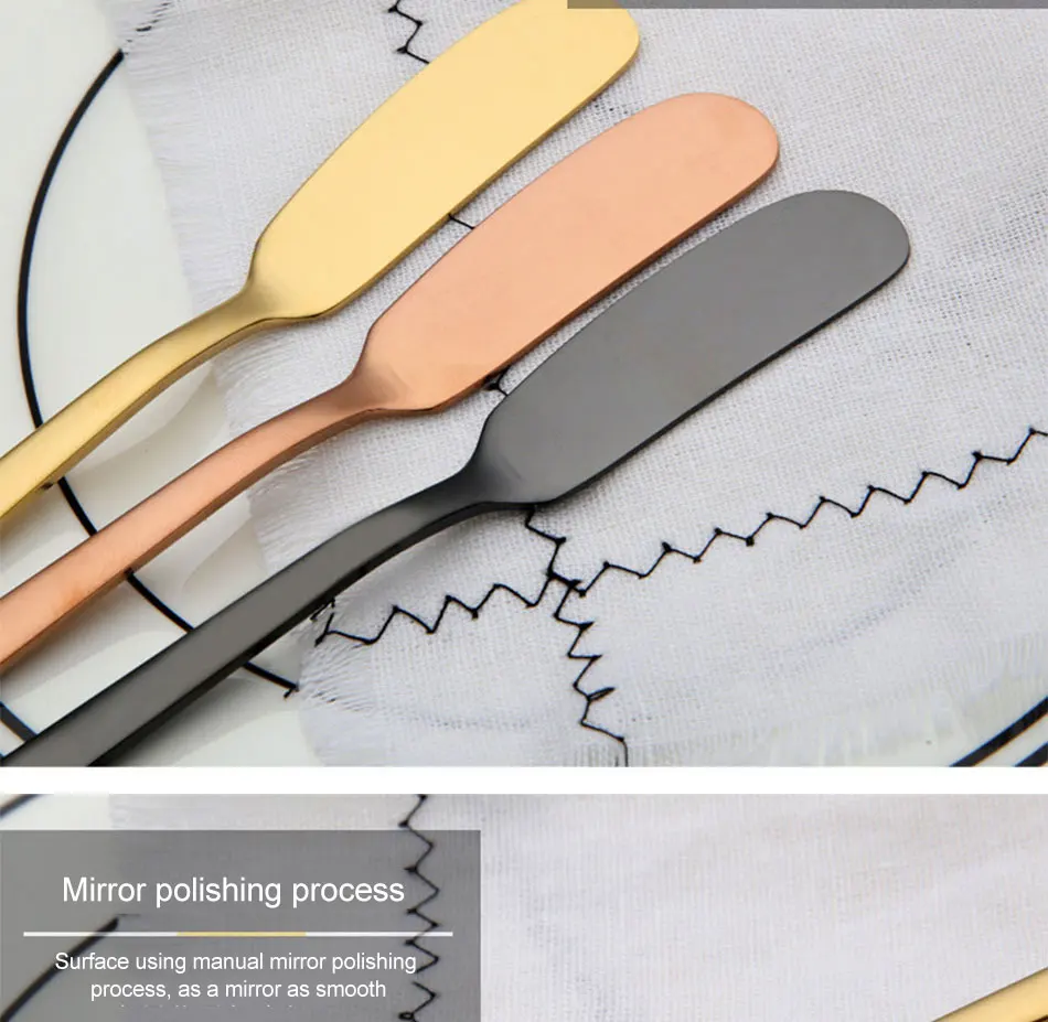 304 Stainless Steel Butter Knife Cheese Dessert Jam Spreaders Cream Gold Black Rose Gold Knifes Western Cutlery Breakfast Tool (5)