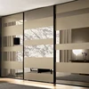 Modern modular bedroom sliding pvc glass door wardrobe