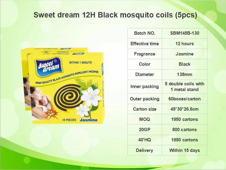 Sweet Dream 138mm Black Mosquito Coils Specification(Yellow)
