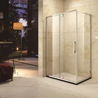 stainless steel frame stainless steel hinge pivot door two fix and one open rectangle shape shower enclosure