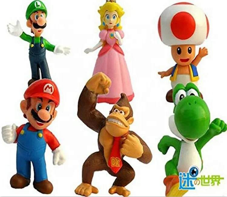 6 PCS Super Mario Bros figuras de acción juguetes de PVC figuras de juguete para niños y adultos de la torta de gran regalo Geek