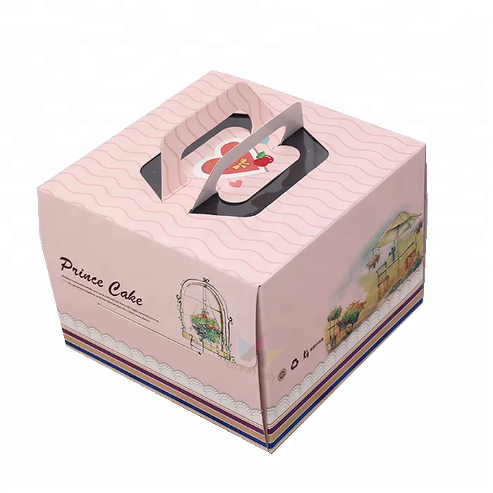 mini cake gift box with tray,slice carton box cake ribbon,luxury