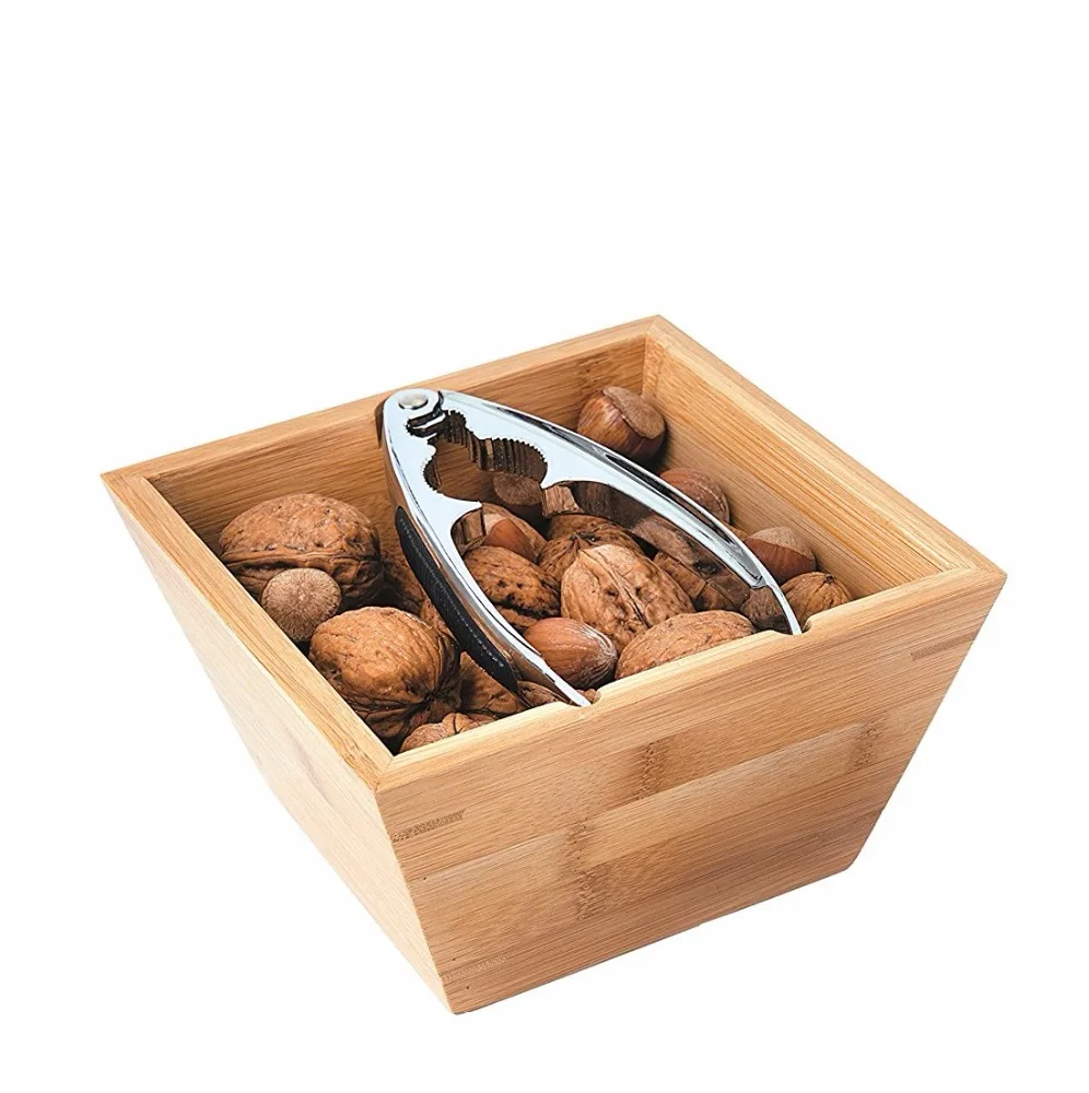 bamboo bowl with nut cracker