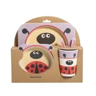 Custom natural eco-friendly reusable compostable plastics pla bagasse wheat bamboo fiber cutlery set for kids