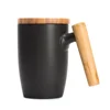 personalized ceramic mug wholesale customized porcelain tea mug with wooden handle and Infuser tea ceramic coffee cup with lid