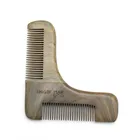 QS brand styling wooden moustache comb green sandalwood custom double side comb