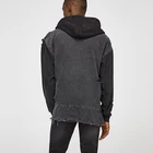 Wholesale Custom Acid Washed Blank Mens Zip Denim Hoodie