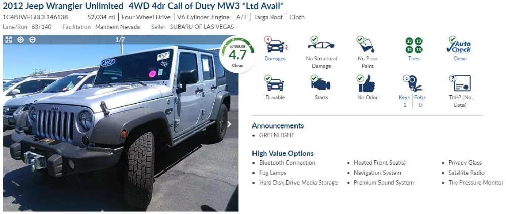 USED CARS/USED JEEP WRANGLER UNLIMITED 2012/2012 Jeep WRANG UNLTD COD MW3
