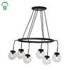 Modern Circle Decorative Indoor Matte Black glass Chandelier Pendant Light Hanging Lamp Home Loft Decor Dining Room Lights