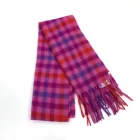 100% wool fashion long wool knit red pink small plaid scarves