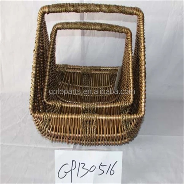 shabby vintage grey white washed willow handles basket picnic