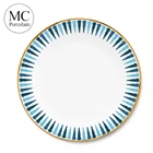 MC blue color gold rim bone china charger plate for wedding home with CE/EU/FDA certificate
