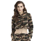 Camo Print Long Sleeve Women Sweatshirts And Hoodies Pullover Hooded