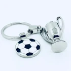 Cheap item mini soccer football silver 3D trophy key chain