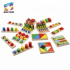 Wholesale 14 PCS teach aid combination wooden montessori materials for kids education W12F033