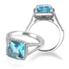 Sky Blue Single Stone Ring Designs 5925 Silver Rings Diamond Micro Pave Setting