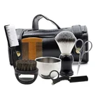 JDK 7pcs Men's Grooming Beard Tools Set Beard Brush Travel Kit With Portable PU Leather Shaving Toiletry Bag