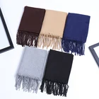 Daily Life Fashion Knitted Solid Color Acrylic Fringe Scarf