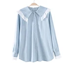 Fashion 2019 Spring New Casual Women Clothing Blue Blouse jean shirt Women plain t shirt