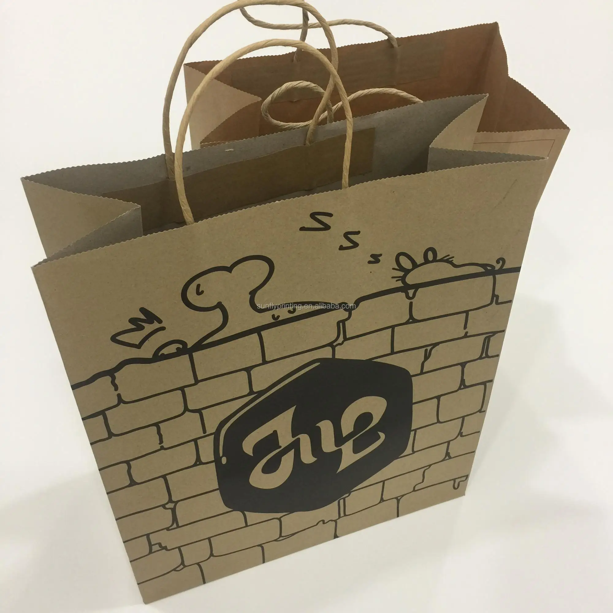 take away brown kraft packaging paper bag with customized logo
