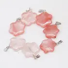 Red Flower Charms Stone Pendants For Jewelry