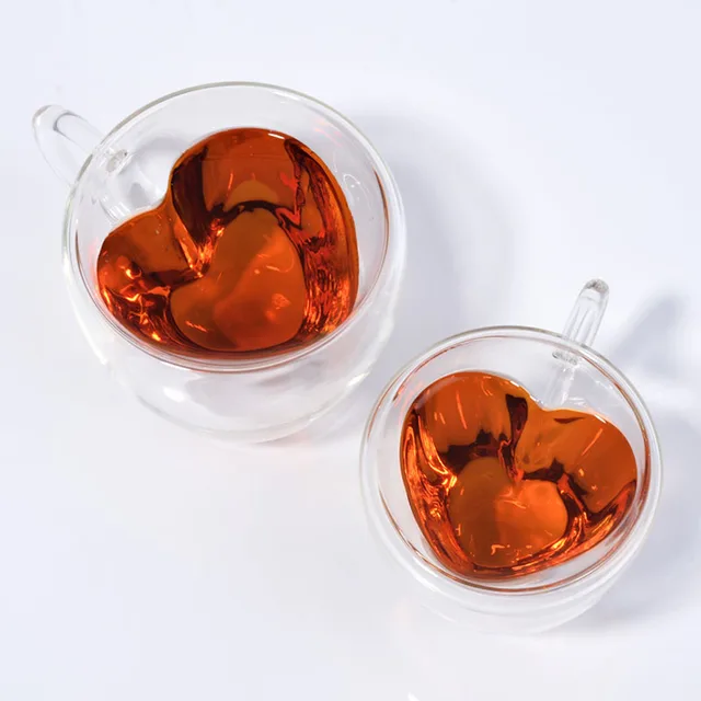 layer clear glass tea cup 240/180ml lovers drinking glass coffee