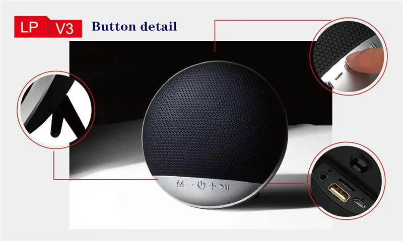 LP-V3 Super Bass Stereo Sound 1200 mAh Battery 8W Loudspeaker Blue tooth Wireless Speaker - ANKUX.COM