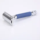 For Face Razor Blade Handles For Shaving Razors Blue Handle Scalloped Shaving Safety Razor Single Blade For Men