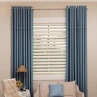 Royal deep blue cloth manual home window decorative 100% polyester blackout curtains