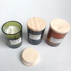 Home decorative luxury Soy Wax custom scented candle glass jar with wooden lid