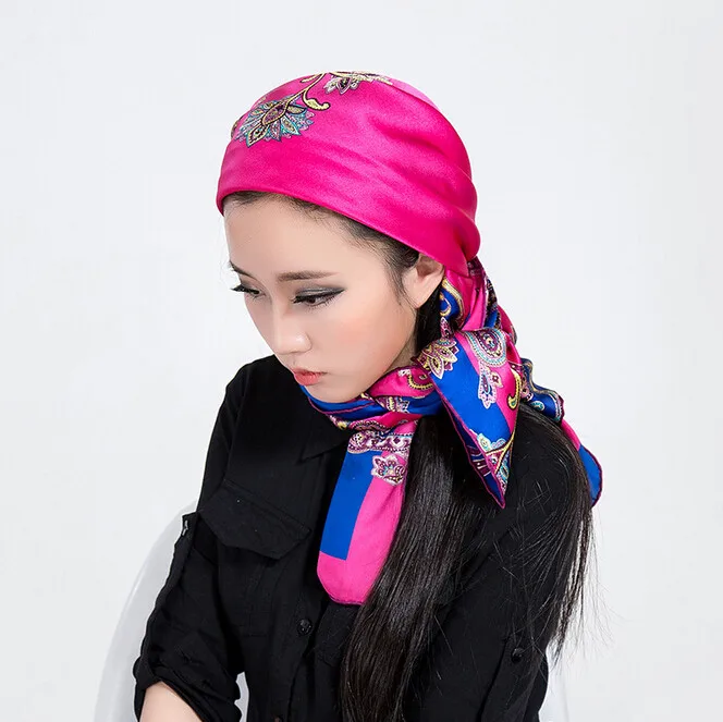 Women 110*110cm Satin Square Scarf High Quality Silk Satin Scarves Shawl Hijab 2015 Fashion Style