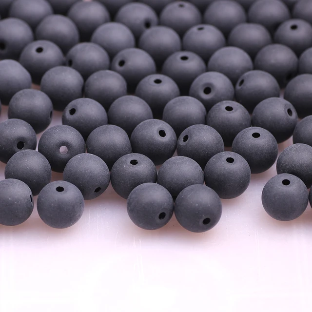 10mm black glass beads ball frost round crystal beads in bulk