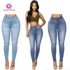 High waisted button design skinny colombian jeans for womens
