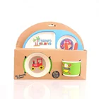 5pc disposable food grade bamboo fiber tableware set carton for kids