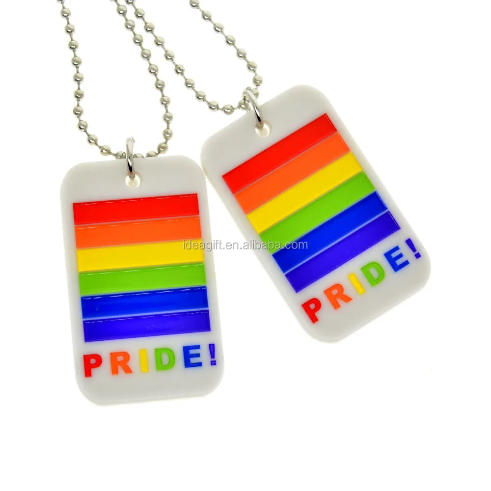rainbow prider silicone dog tag necklace for give away gift
