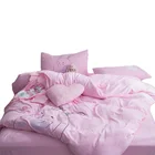 Custom colors and sizes soild pink color full sizes hot sale skin-friendly bedding set of four