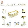 Royal Wall Mounetd Gold Plated Crystal Bathroom Accessory Sets For Towel Ring Tooth Cup Soap Holder Glass Shelf