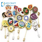 Made in china bulk custom design metal printing enamel epoxy gold silver sport men's long needle lapel pin for souvenir